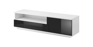 Szafka RTV MUZA 138/40/41 biały/ czarny połysk