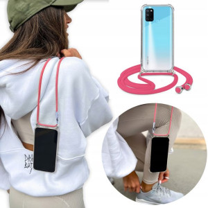 Etui Case Crossbody do REALME C17 Różowy Sznurek