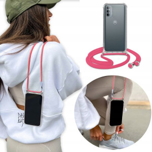 Etui Crossbody do MOTOROLA G41 4G Różowy Sznurek