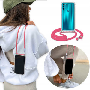 Etui Crossbody do MOTOROLA G71 5G Różowy Sznurek