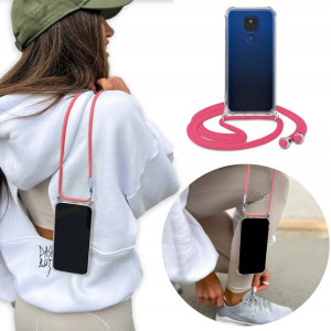 Etui Crossbody do MOTOROLA G9 PLAY Różowy Sznurek