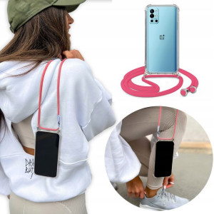 Etui Crossbody do ONEPLUS 9R z Różowym Sznurkiem