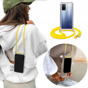 Etui Crossbody do OPPO A55 5G z Żółtym Sznurkiem