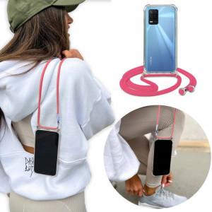 Etui Crossbody do REALME V13 5G + Różowy Sznurek