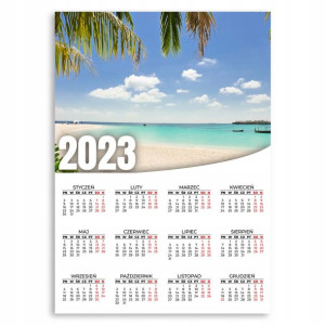 Kalendarz Ścienny 2023 Rok XL 50x70cm Plaża Wzory