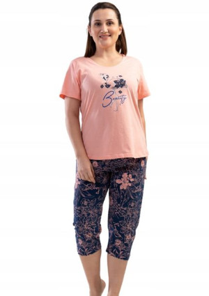 Piżama Damska Vienetta bawełniana +Size 2XL krótki
