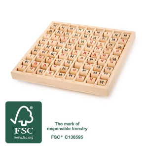 Tabliczka mnożenia drewniana obrotowa Certyfikat  FSC®.