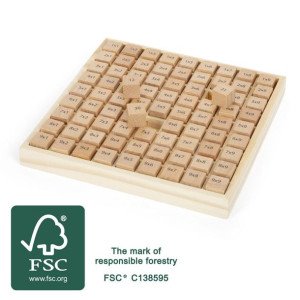 Tabliczka mnożenia drewniana Certyfikat  FSC®