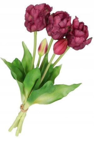 Tulipany Bukiet Tulipanów Kwiaty Gumowe 41cm 5gał