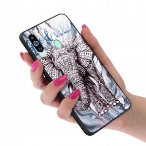 Etui Glass do SAMSUNG M40 Case BOHO Leaves Wzory