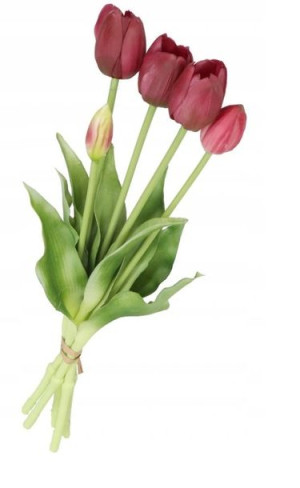 Tulipany Bukiet Tulipanów Kwiaty Gumowe 40cm 5gał
