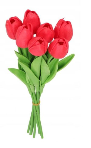 Tulipany Bukiet Tulipanów Kwiaty Gumowe 7gał 34cm