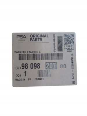 9809820780 Płyta Uszczelniająca Drzwi Jumpy Oe Psa