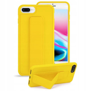 Etui Guma Matowa z Uchwytem do SAMSUNG A71 ŻÓŁTY