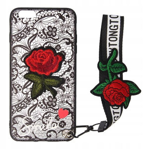 Etui Haftowane z Koronką i Smyczą do IPHONE 6 PLUS