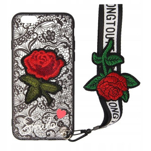 Etui Haftowane z Koronką i Smyczą do IPHONE 6/6s