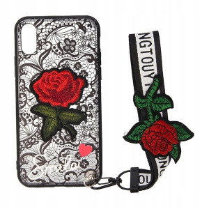 Etui Haftowane z Koronką i Smyczą do IPHONE X/ XS