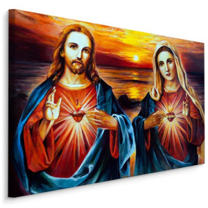 Obraz Canvas JEZUS Chrystus MARYJA Serce 3D Religia 90x60