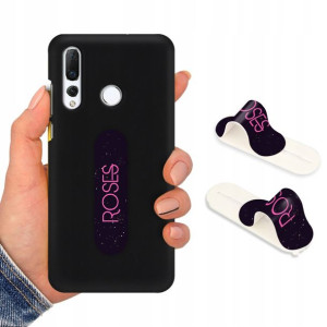 Etui Mat Czarne + Uchwyt do HUAWEI NOVA 4 Wzory