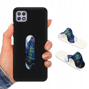 Etui Mat Czarne + Uchwyt do SAMSUNG A22 5G Wzory
