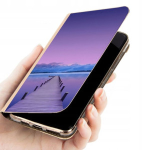 Etui Magnet Złoty do SAMSUNG A12 Krajobrazy Wzory