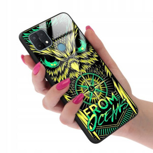 Etui Glass do OPPO A15 Case BOHO Leaves Top Wzory