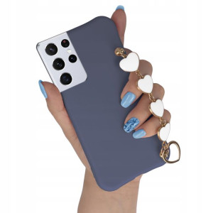 Etui Mat GRANAT do SAMSUNG S21 ULTRA Łańcuch Serce