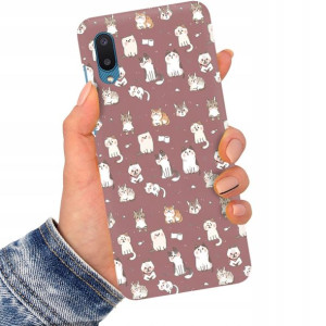 Etui Matowe Ciemny Róż do SAMSUNG A02 Modne Wzory