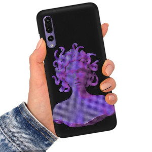 Etui Matowe Czarne do HUAWEI P20 PRO Sztuka Wzory
