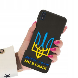 Etui Matowe Czarne do LG K20 Stop Wojnie Ukraina