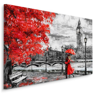Obraz Canvas PANORAMA Londynu Malunek 3D Styl Retro 120x80