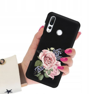 Etui Matowe CZARNY do HUAWEI NOVA 4 Wiosenne Wzory