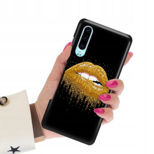 Etui Matowe CZARNY do HUAWEI P30 Wiosenne Wzory