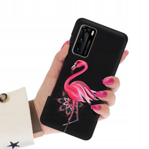Etui Matowe CZARNY do HUAWEI P40 Wiosenne Wzory