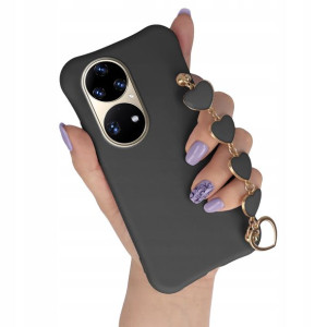 Etui Matowe CZARNY do HUAWEI P50 PRO Case Serce
