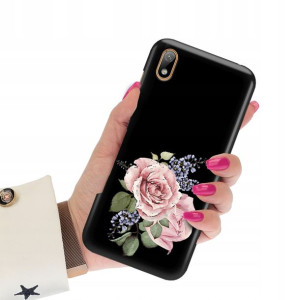 Etui Matowe CZARNY do HUAWEI Y5 2019 Wiosna Wzory