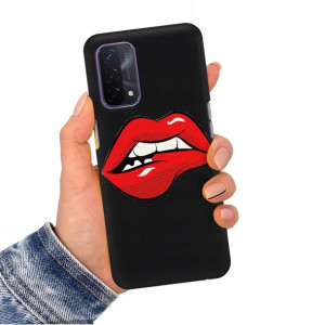Etui Matowe CZARNY do OPPO A74 5G Obudowa Wzory