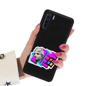 Etui Matowe CZARNY do OPPO RENO 3 Sztuka Art Wzory