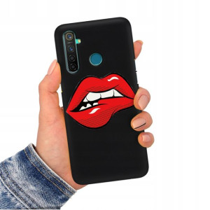 Etui Matowe CZARNY do REALME 5 Obudowa Case Wzory