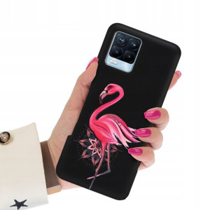 Etui Matowe CZARNY do REALME 8 PRO Wiosenne Wzory