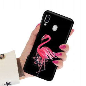Etui Matowe CZARNY do SAMSUNG A20e Wiosenne Wzory