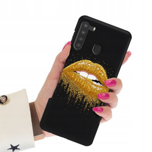 Etui Matowe CZARNY do SAMSUNG A21 Wiosenne Wzory