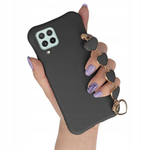 Etui Matowe CZARNY do SAMSUNG A22 4G Case Serce