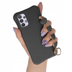 Etui Matowe CZARNY do SAMSUNG A32 5G Case Serce