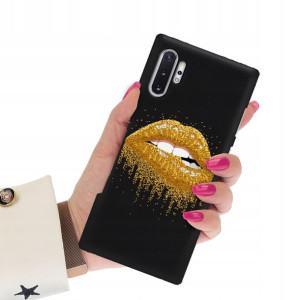 Etui Matowe CZARNY do SAMSUNG NOTE 10 PLUS Wzory