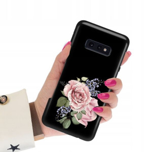 Etui Matowe CZARNY do SAMSUNG S10e Wiosenne Wzory
