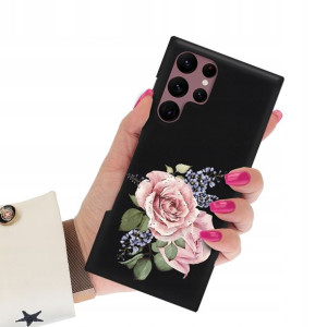 Etui Matowe CZARNY do SAMSUNG S22 ULTRA Top Wzory