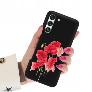 Etui Matowe CZARNY do SAMSUNG S22 Wiosenne Wzory