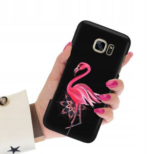 Etui Matowe CZARNY do SAMSUNG S7 EDGE Wiosna Wzory