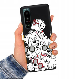 Etui Matowe CZARNY do SONY XPERIA 5 III Case Wzory